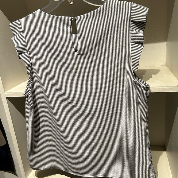 Gray and white striped short sleeve blouse xl by Monteau - Picture 7 of 16